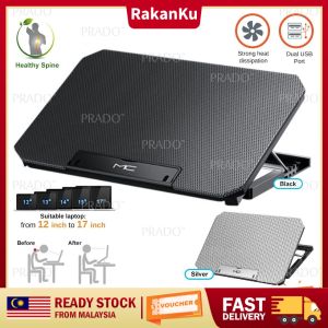 RakanKu Malaysia Silent Laptop Cooling Pad wt 2 Big Fans for 12-17 Laptop Notebook Macbook Powerful Dual USB Cooling Pad Cooler Laptop Stand Adjustable Height & Speed Laptop Fan