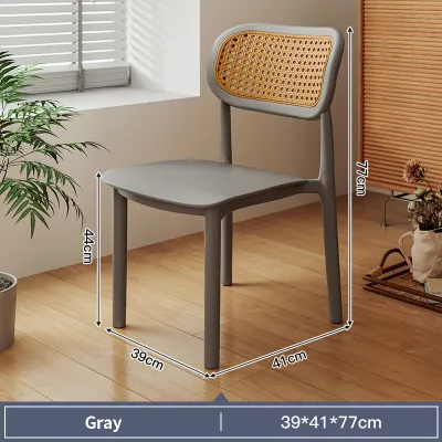 Nordic Rattan Chair Stackable Dining Chair Home Modern Simple Plastic Back Chair Kerusi Ruang Makan Kerusi Kopi