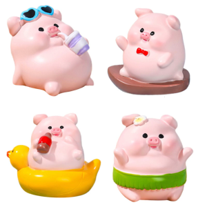 Kỳ nghỉ hè Pig decors nhựa thu nhỏ bức tượng động vật chủ đề bãi biển Tabletop nghệ thuật cho nhà hoặc văn phòng hiển thị decors