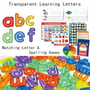 Education Transparent letters Spelling Learning Toy Plastic ABC Alphabet Flash Cards Matching Letter Games Montessori Preschool STEM Educational Gift Toys for 2345 Year Old