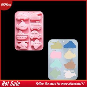 【COD】🔥🔥🔥 8 Cavity Transportation Theme Silicone Molds Car Airplane Ship Shaped Candy Mold Candy Chocolate Baking Accessories