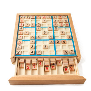 Wooden Sudoku Jiugongge Game of Chess Pupils Logical Thinking Childrens Educational Board Game Toy Chessboard with Questions