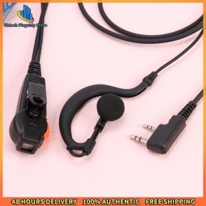 Vktech 2 Pin Walkie Talkie Headset K-Plug PU Wired Walkie Talkie Headset Earphones Dual PTT G Type with Microphone for Kenwood Baofeng 888S TYT