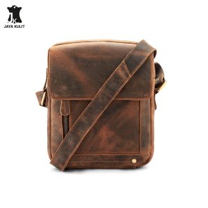 JAYA LEATHER Tas Selempang Kulit Asli Leather Sling Messenger Bag Crazy Horse.JK.GTR.02 Brown