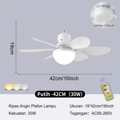 Lampu Kipas Langit-langit LED E27 dengan Remote Kipas Angin Gantung + Lampu Kipas Multifungsi