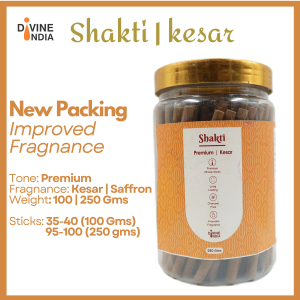 Divine India Premium Kesar Dhoop Sticks | Uthupatti Incense Sticks| Saffron | Jar Pack - 100 | 250g