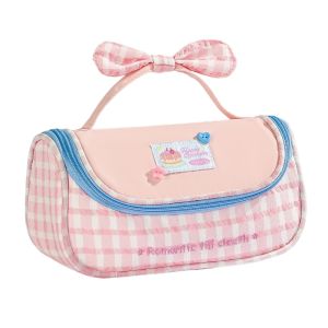 MANKA Y2k Print Large Bow Pencil Case Cake Bowknot Plaid Grids Cloth Stationery Bag Cosmetic Brush Bag Stationery Korean Style Pen Bag Stationery Supplies