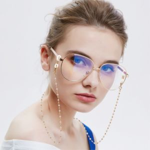 DISKAS Beads Pearl Glasses Chain Anti-Lost Heart Eyeglass Holder Necklace Fashion Hanging Neck Eyeglass Chain Holder Outdoor Use