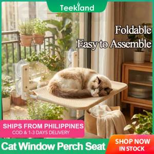 Teekland Cat Window Perch Seat Hammock Foldable Hammock with 4 Strong Suction Cups Breathable Cover with Zipper Easy to Assemble Four Season Universal