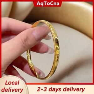 [COD] AqToCna Ship within 24 hours Cats Eye Bracelet With Wavy Pattern For Woman Luxury Bangle Party Banquet Jewelry Gift