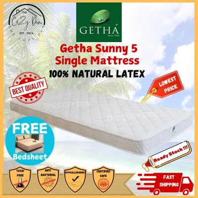 Getha Sunny 5 Single Mattress / 100% Natural Latex / tilam bujang (5.5 inches) / [READY STOCK !!!]