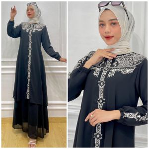 Gamis Melayu Bordir Putih Premium Raihanah Bazargamis77 Baju Kurung Malay Seragaman S/M/L/XL Jumbo