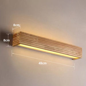 Japanese Style LED Solid Wood Wall Lamp Bedroom Bathroom Sconce Heat-Resistant Waterproof Moisture-Proof Sauna Light