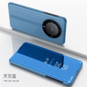 For Honor X9b X9a X9c 5G Mirror Flip Leather Case Smart Wake Bracket Function Silicone TPU Frame Shockproof Back Cover