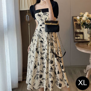🦋 NLONKE   Women Formal Midi Dress Summer Flower Bubble Sleeve Dress Women New Style 2024