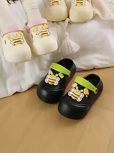 [Free Shipping] High-heeled perforated shoes non-slip thick-soled waterproof cute new style height-increasing half-slippers non-slip open-toed beach shoes for outdoor wear