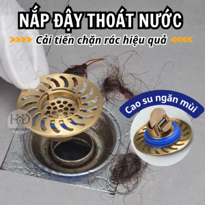 Nắp cống dạng phễu đậy cống thoát nước ngăn mùi khó chịu cho nhà tắm toilet - Chất liệu đồng thau bền bỉ