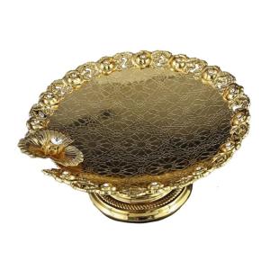 Functional Oval/Round Shape Iron Alloy Cake Plate Feature Intricate Edges Perfect For Weddings And Celebration