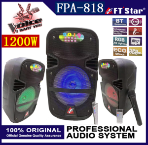 FT-Star 8" LED Party Speaker with Bluetooth Micro SD FM and Wireless Mic and Remote FPA-818