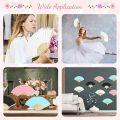 50 Packs White Paper Fans Paper Hand Fan Bamboo Folding Fan Handheld Fan Paper Folded Fan Paper Fan for Wedding Party and Home Decoration. 