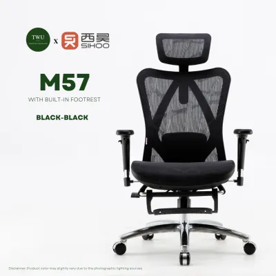 SIHOO M57 CLASSIC with Built-in Footrest Ergonomic Office and Gaming Chair with 2 Year Warranty | Adjustable Height Lumbar Support Headrest and 3D Armrests | Sihoo Official
