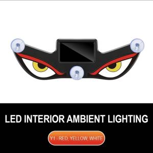 LED Demon Eye Window Ambient Light Car Decoration Lamp Solar Charging Type-C Rechargeable Wireless Suction Cup Mount Multiple Modes Light for Triangle/Rear Window Auto Atmosphere Light