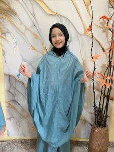 Mukena Travel Mini Pouch Anak Usia 5-12th Resleting 2in1 Parasut Korea Polos Tas Genggam