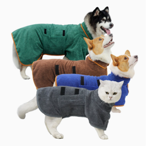 HATELI Dog Bathrobe Super Absorbent&Fast Drying Clothes Pet Cat Puppy Bath Towel Soft Warm Quick Drying Coat Adjustable Chest Dog Clothes Grooming Supplies Thickened Ultra-Fine Fiber for Small Medium Large Dogs