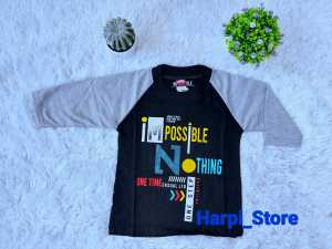 Kaos Anak Tangan 3/4 Merek Chan`s 1-10 Tahun Motif Impossible Nothing