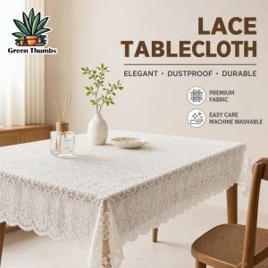 Square Lace Tablecloth Scalloped Edge Hollow Floral Openwork Washable Cover For Dining Kitchen