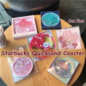Starbucks Quicksand Coaster Anti Slip Candy Color Water Cup Coasters Bear Cute Silicone Pvc Cherry Blossoms Holder Mat