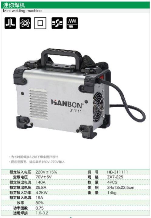 Hanbon Tools , ZX7-225 Mini Welding Machine - 311111 | Lazada