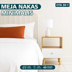 ORANGE Meja Nakas Kayu Bedside Minimalis - Meja Samping Kamar Tidur - Meja Sisi Kayu Bedside Meja Kopi