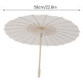 [Wondering] Kids Paper Parasol Bamboo And Paper Umbrella Chinese Style Elegant White DIY Paper Umbrellas For Decoration. 
