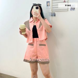 6150 Jessie Button Short Cotton One Set Wanita Katun Adem Tebal