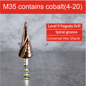 Mata Bor Pagoda Spiral Besi Kuningan Kayu Plastik Step Drill M35  4 - 20 Tingkat Payung