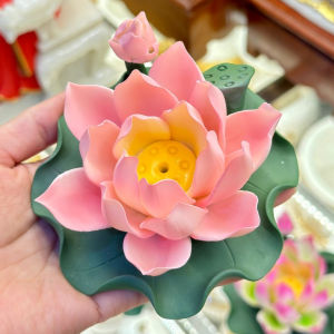 Hoa Sen Sứ Kèm Nụ Thả Bát Thả Hoa - Đế Sen Gốm Sứ Cắm Nhang - Sen Sứ Đốt Trầm Thả Bát Minh Đường Tụ Thủy