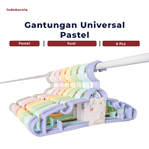 Indokurnia 6 pcs Gantungan Baju Universal Pastel