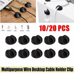 USB Cable Organizer Wire Winder Earphone Holder Cord Clip Office Desktop Phone Cables Silicone Tie Fixer Wire Management