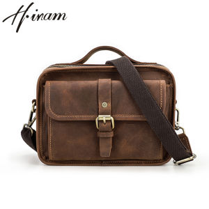 Genuine Leather Retro Men Small Sling Shoulder Bags Retro Crazy Horse Leather Crossbody Messenger Bags Male Travel Bags for 7.9 iPad Mini