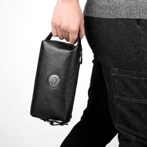 High Quality Solid Color Cowhide Mens Brand Handbag Wallet Card Bag For Men Sacoche Homme Bolso Hombre Bag Necessaire Clutch2026