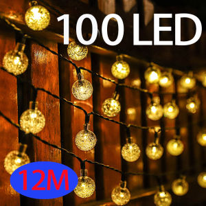 12m 100LED solar lights outdoor waterproof Garden Outdoor LED Bulb Wedding  Christmas String Lights Solar Lamp Crystal Ball