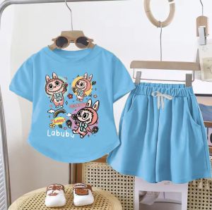 One Set Baju Anak Perempuan Terlaris Dengan Motif Viral Labubu Mokoko Usia 1-5 Tahun