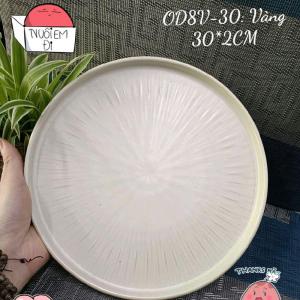 Đĩa gốm sứ phong cách Nhật để đồ ăn cho gia đình nhà hàng đĩa gốm tròn có gờ đĩa decor mã OD8.