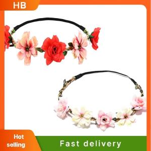 HB Fashion Sweet Bride Flowers Headband For Women Girls Bohemian Style Flower Crown Hairband Party Cosplay Hair Accessories