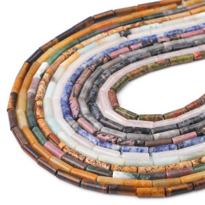 30pcs/Bag Natural Stone Tube Shaped Beads With Hole Mixed Color Wholesale For DIY Fashion Jewelry Accessories Necklace Bracelet Making (38cm)