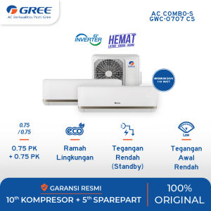 GREE AC Combo Split 0.7 PK - Inverter - GWC-0707CS(S) - Putih (2 Unit INDOOR 3/4 PK + 3/4 PK & 1 OUTDOOR)