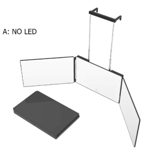 SG 3Way Mirror for Self Hair Cutting with LED Adjustable Height USB Rechargeable 360° Barber Mirror Trifold Mirror Light