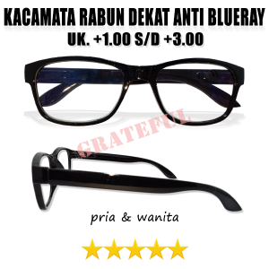 ADA CASE - Kacamata Untuk Pria Wanita Lensa Plus Rabun Dekat (+) 1.00 s/d 3.00 Antiradiasi Blueray Full Frame Hitam Ringan Tebal - OPTIK PLUS MURAH MERIAH