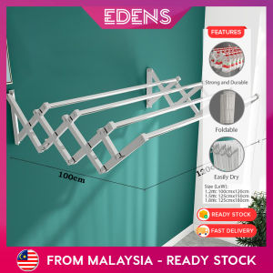 EDENS 1.2m/1.5m/1.8m Retractable Clothes 4Bar/5Bar Hanger Wall Mounted Ampaian Baju Stainless Steel Cloth Drying Rack Laundry Pengering - Fulfilled by Edens
